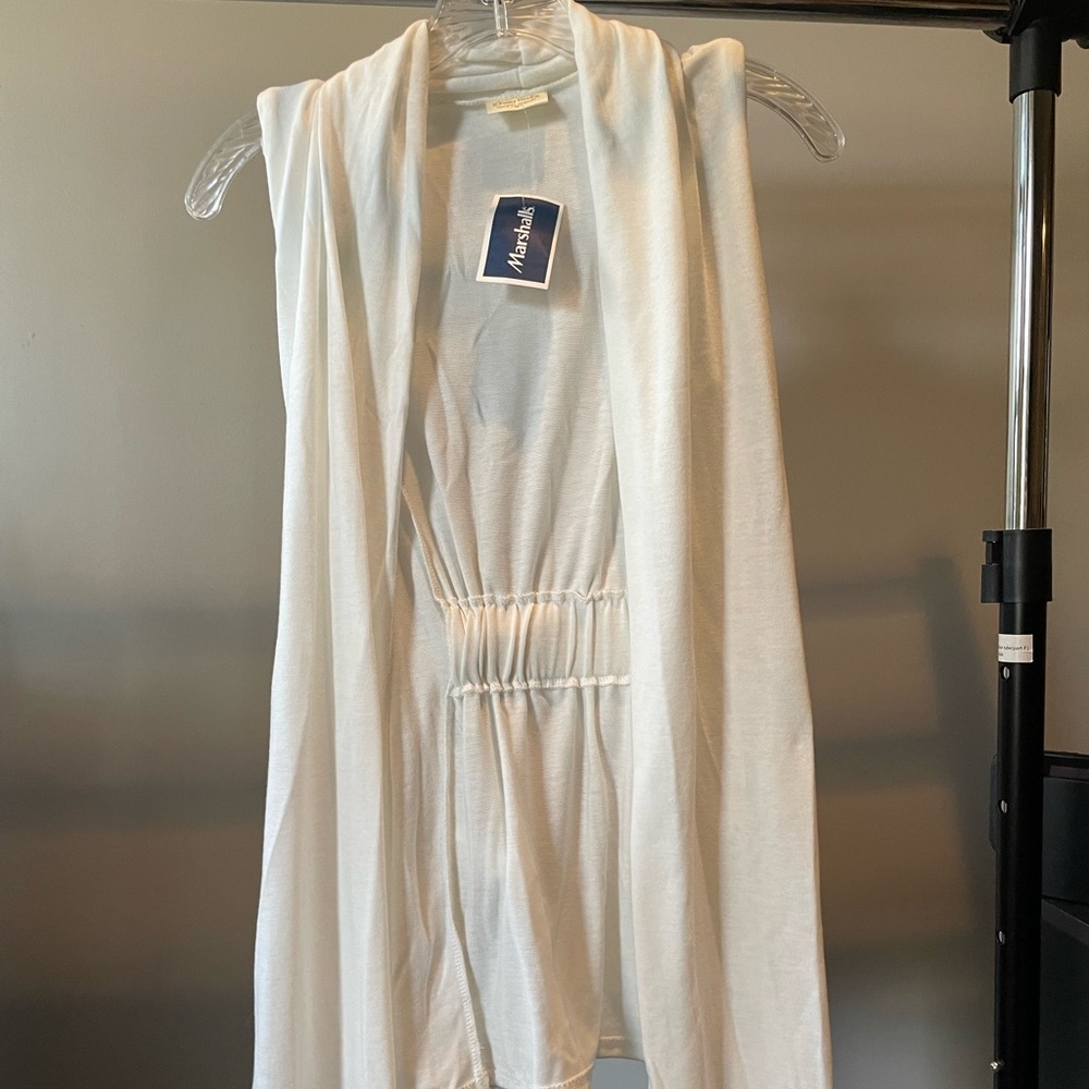 White, long, stretchy vest. NWT